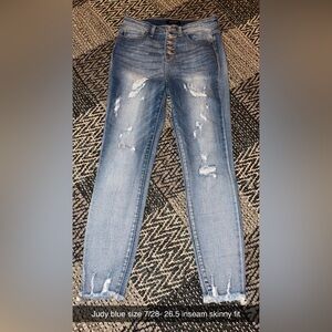Judy Blue Button-Fly Skinny Jeans - Medium Blue